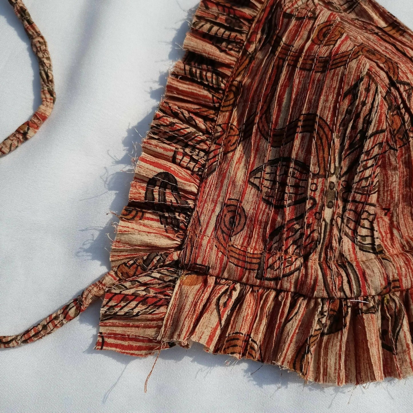 Pin Tuck Block Print Cotton Bralette
