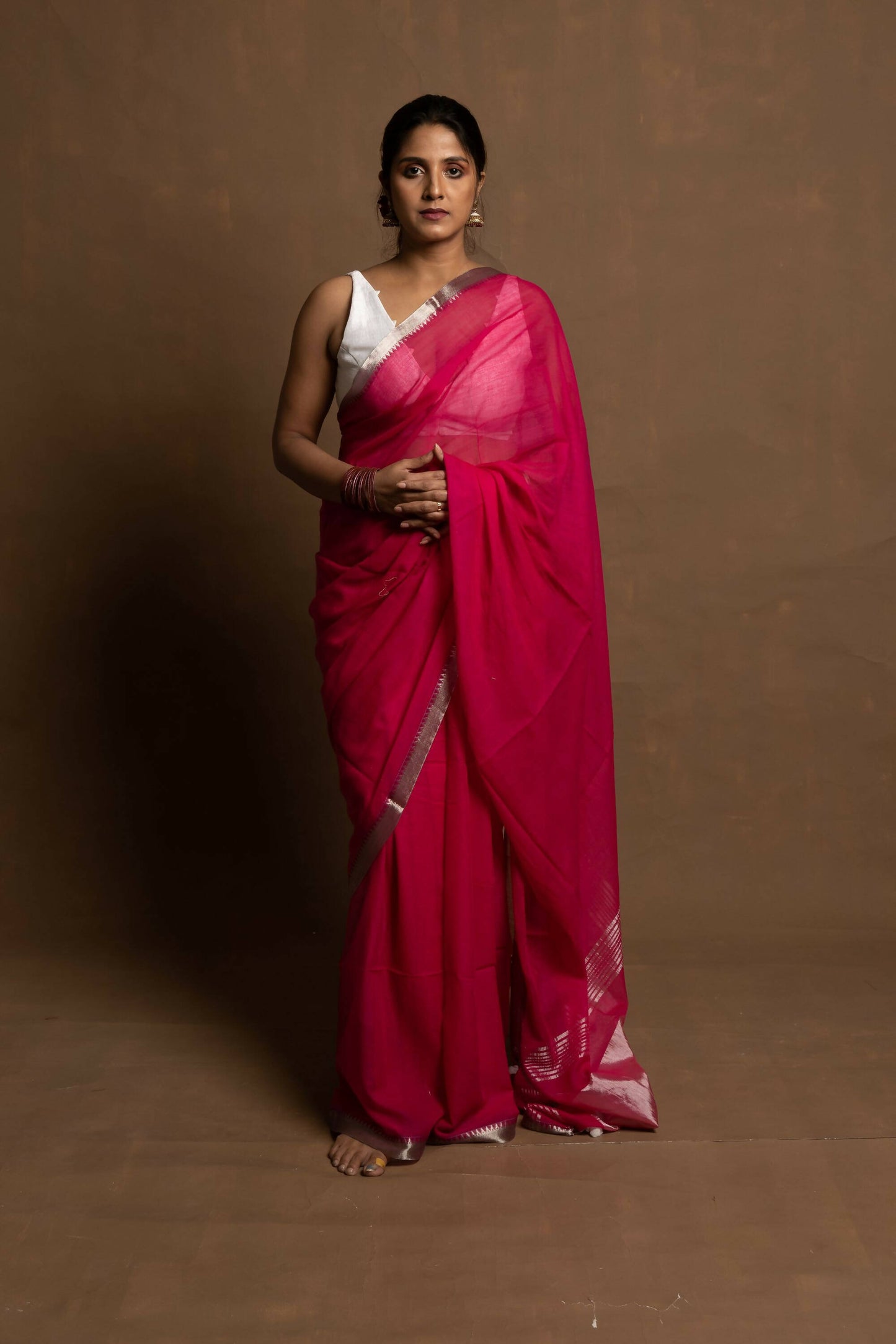 Gulab Phool Saree With Silk Zari on Pallu
