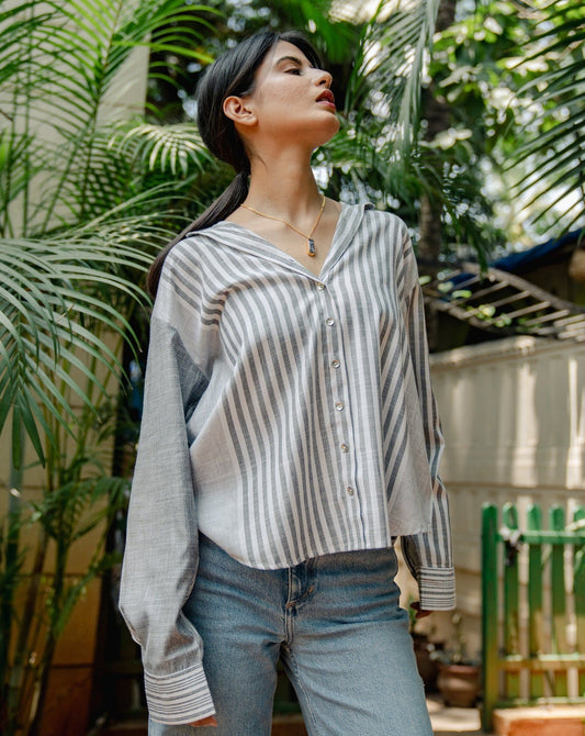 A Wednesday - Grey Striped Shirt