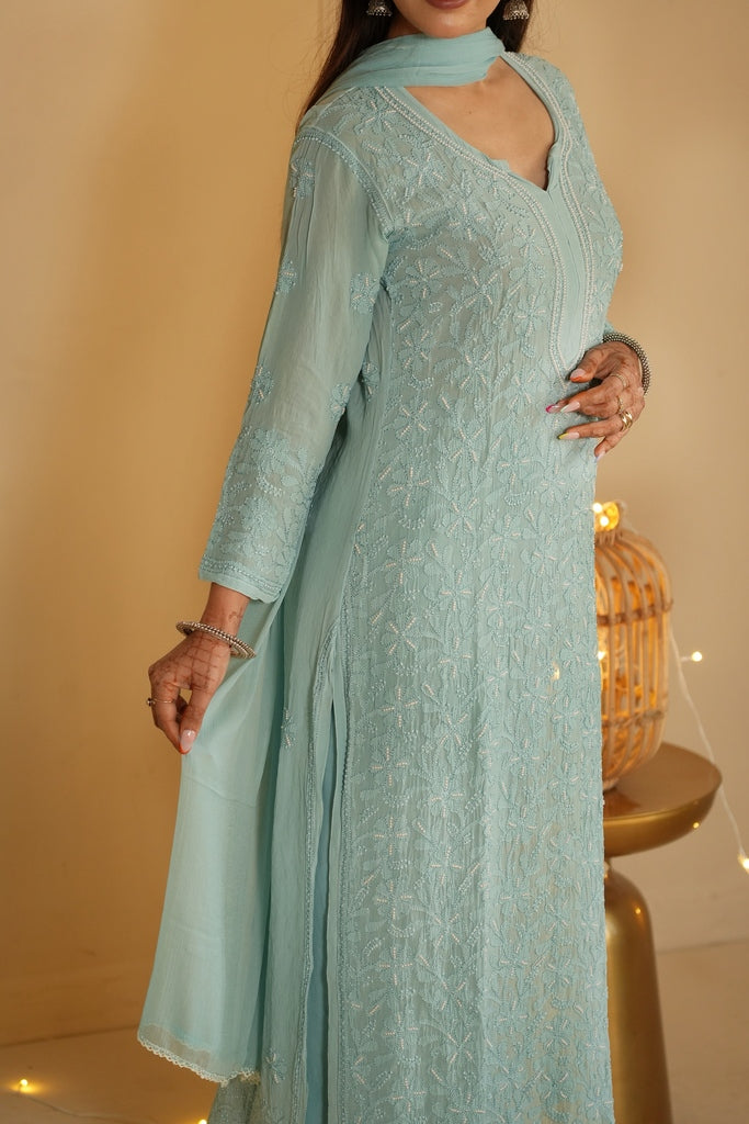 Sia Chikankari And Pearl Set