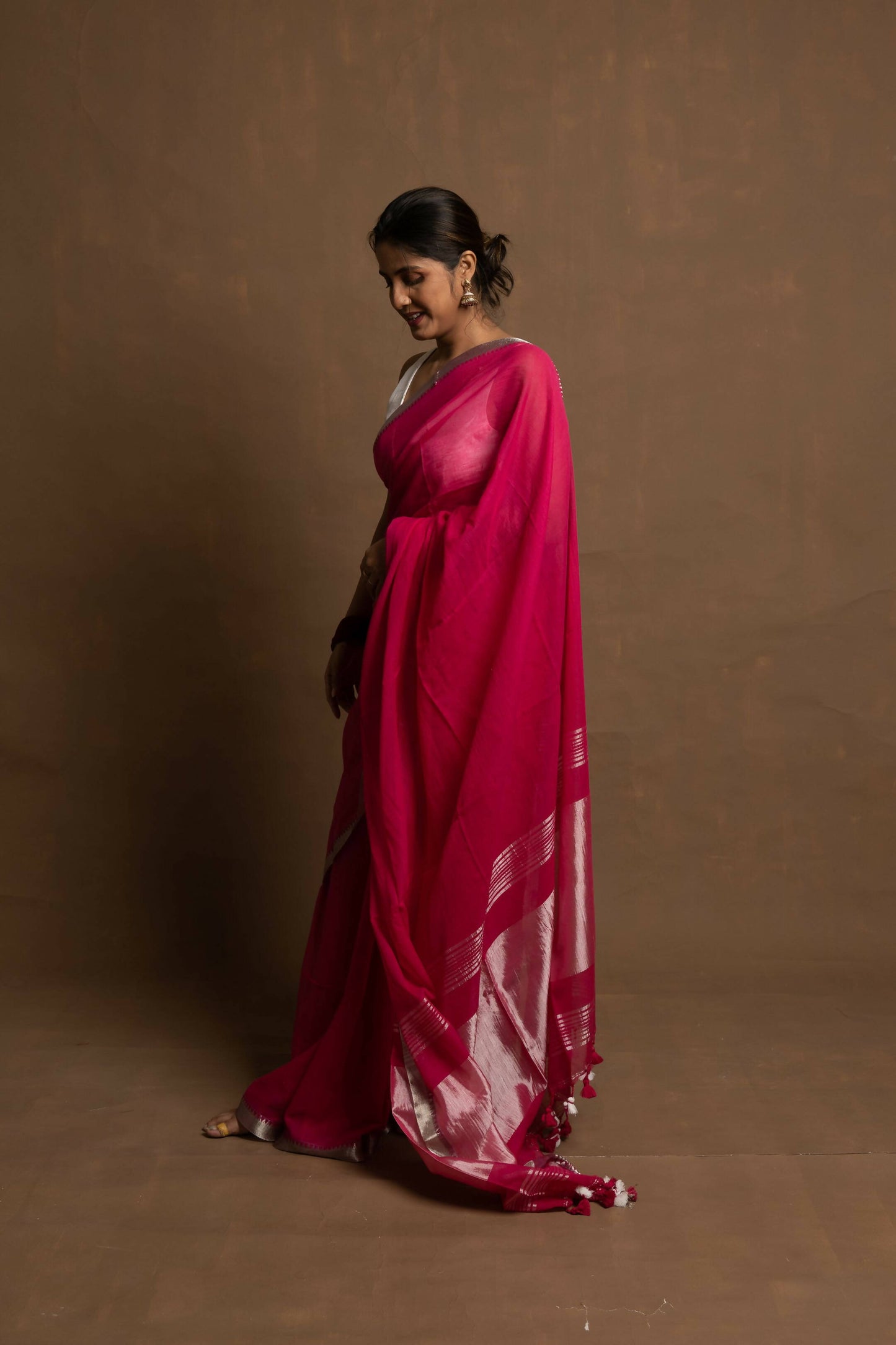 Gulab Phool Saree With Silk Zari on Pallu