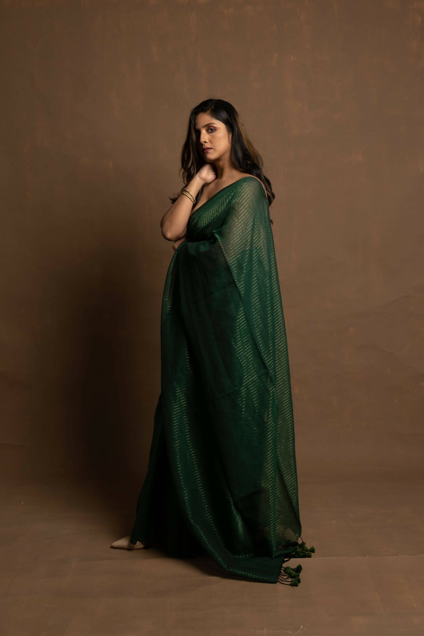 Hara Rang Zari Stripes Saree