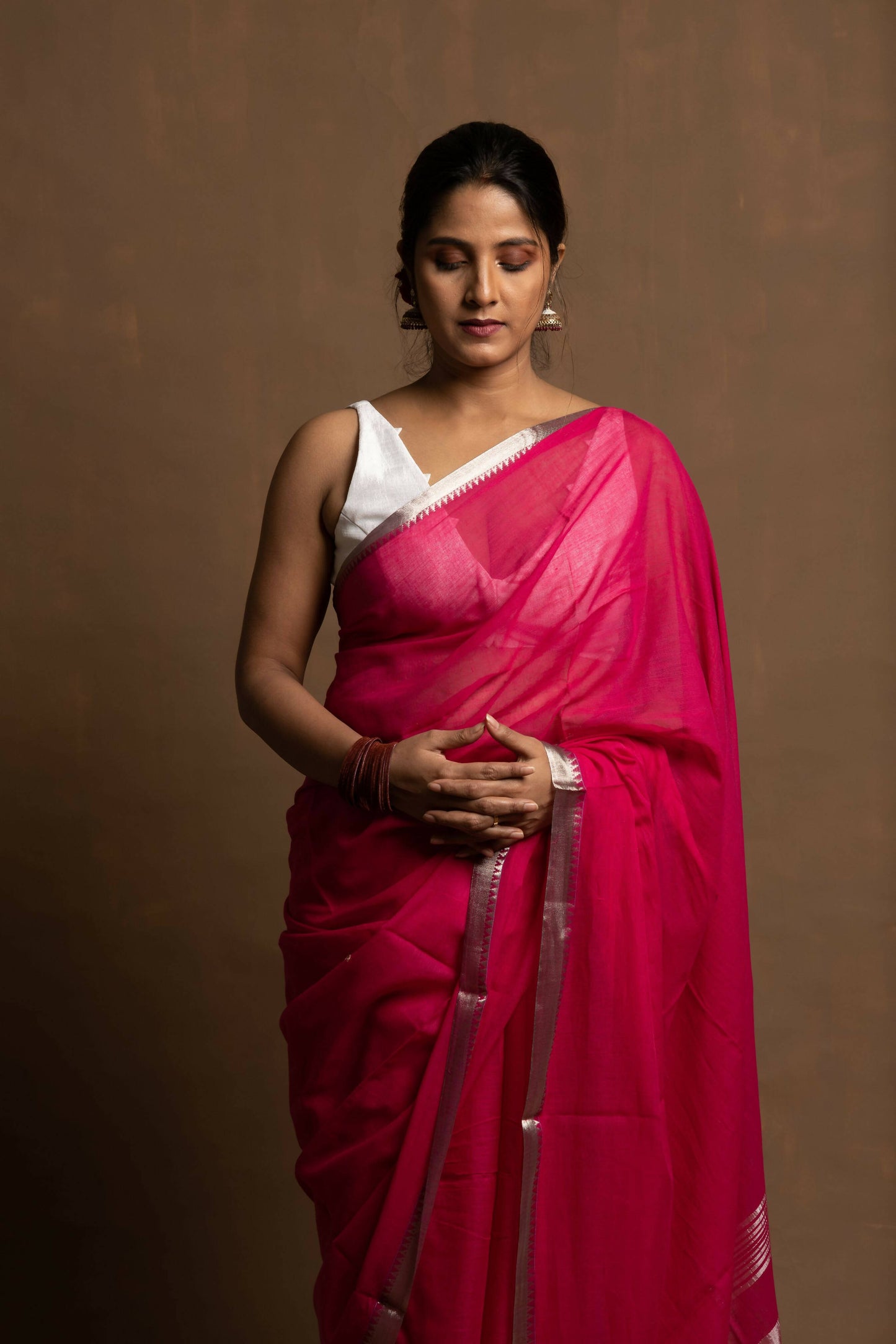 Gulab Phool Saree With Silk Zari on Pallu