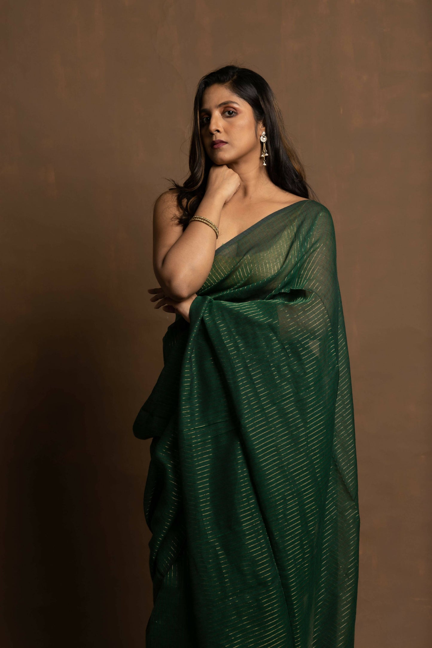 Hara Rang Zari Stripes Saree