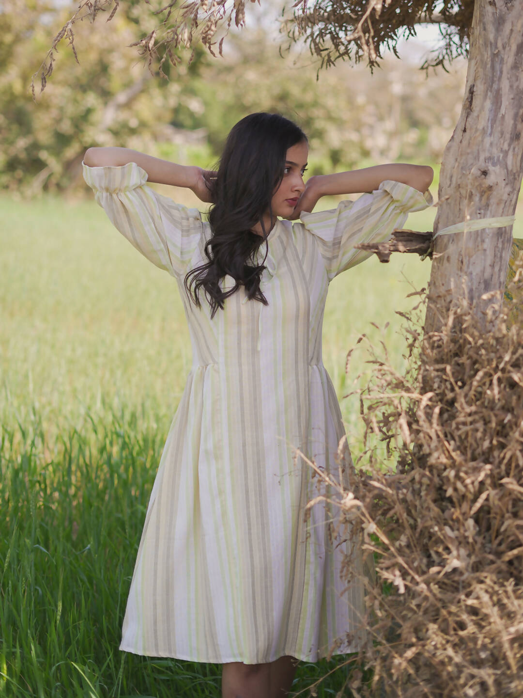 Pastel Green Striped Dress