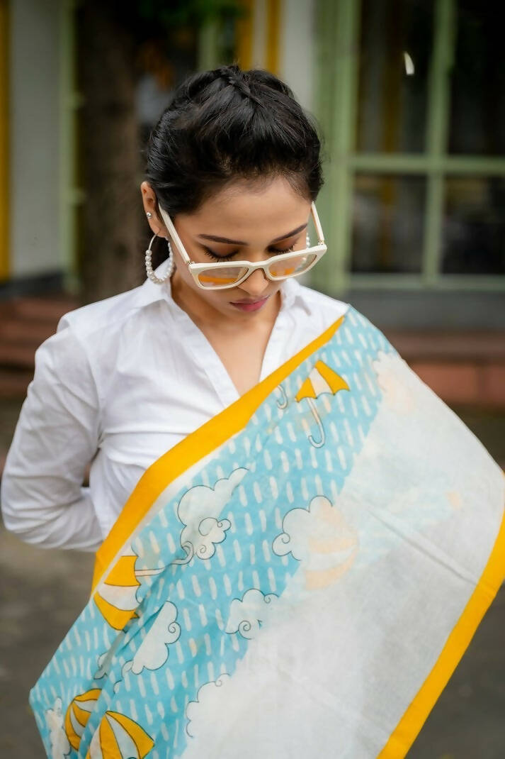 Peeli Chatri Cotton Printed Saree
