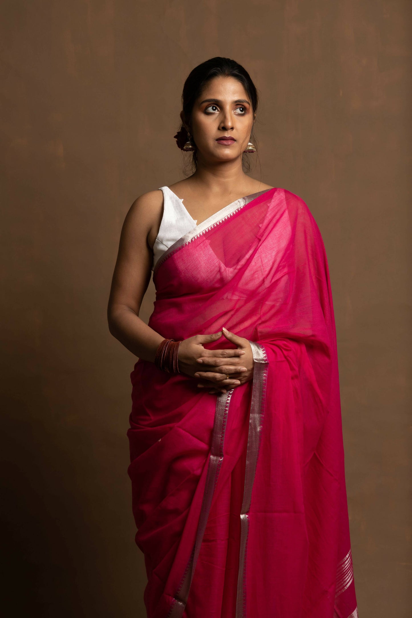Gulab Phool Saree With Silk Zari on Pallu