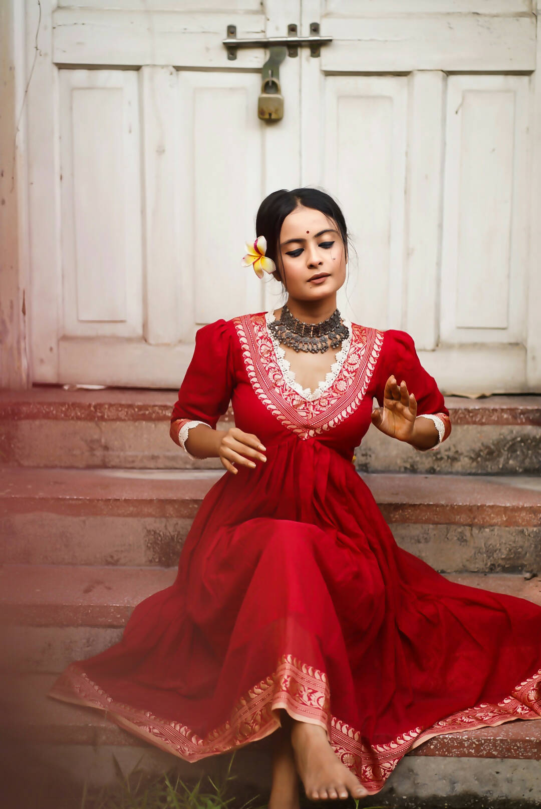 Mahima Red Ethnic Choli Dress