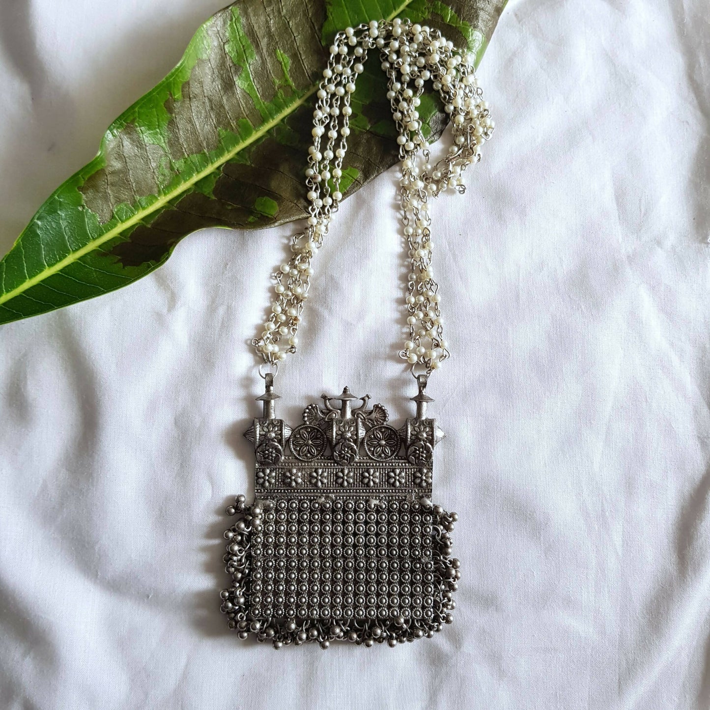 Choras Peacock Pendant With Pearl Strings