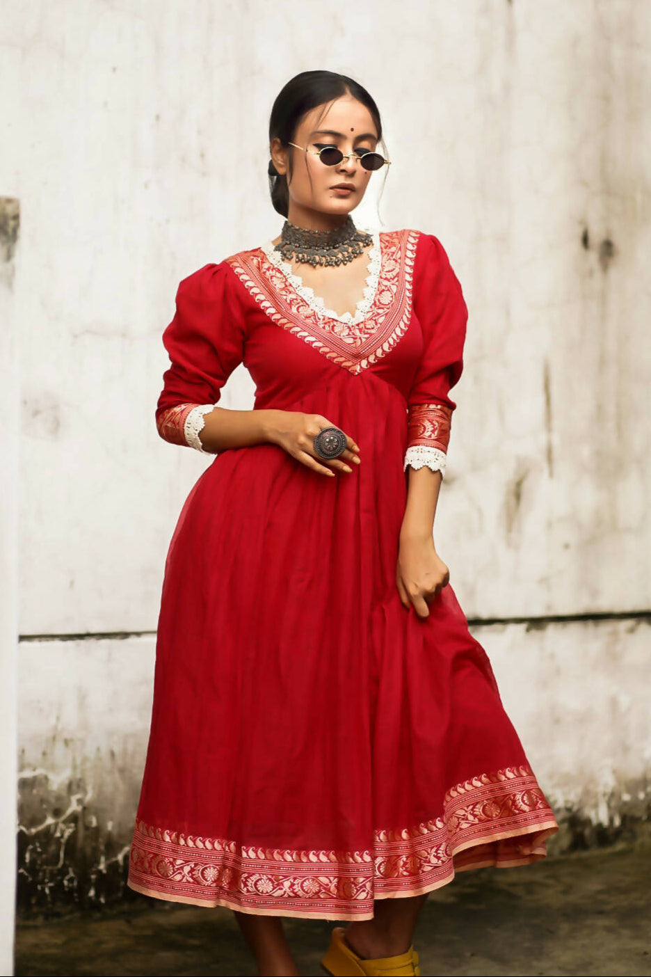 Mahima Red Ethnic Choli Dress
