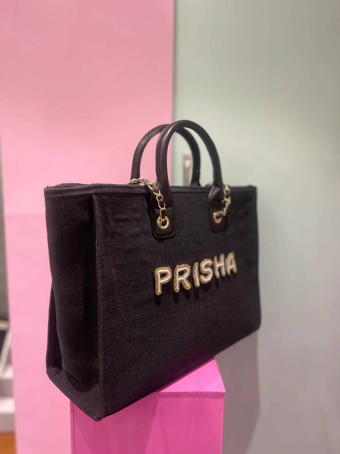 Travel Tote - Black/Beige