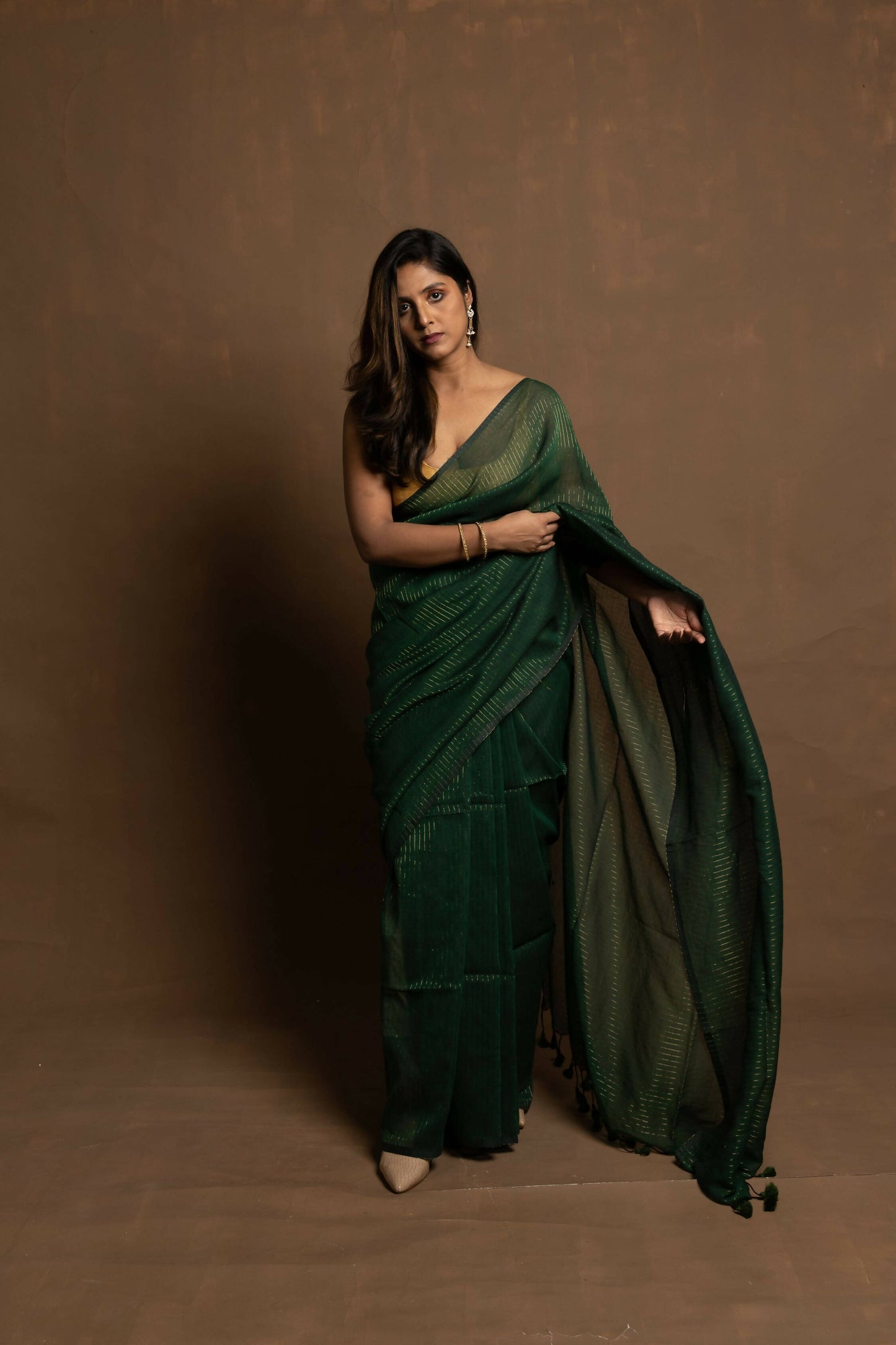 Hara Rang Zari Stripes Saree