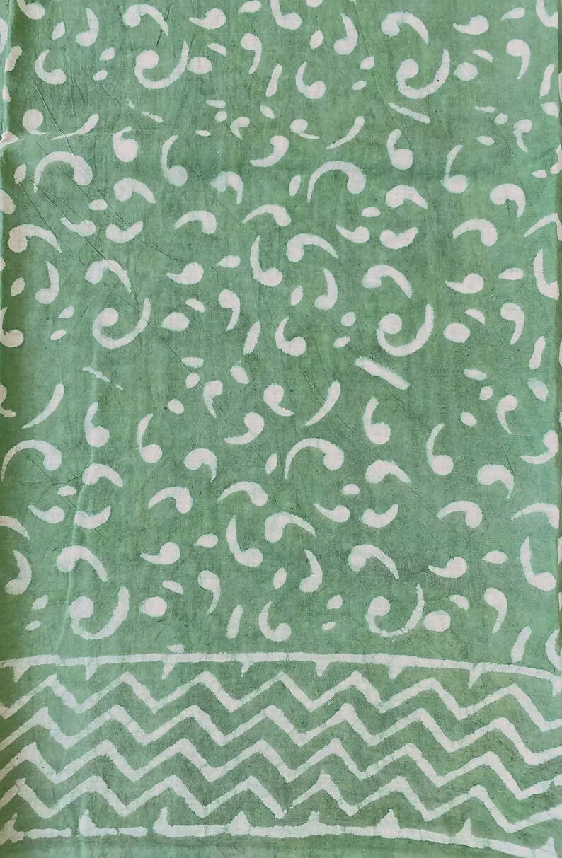 Strangers in Bangalore - Light Green Dabu Block Print Saree