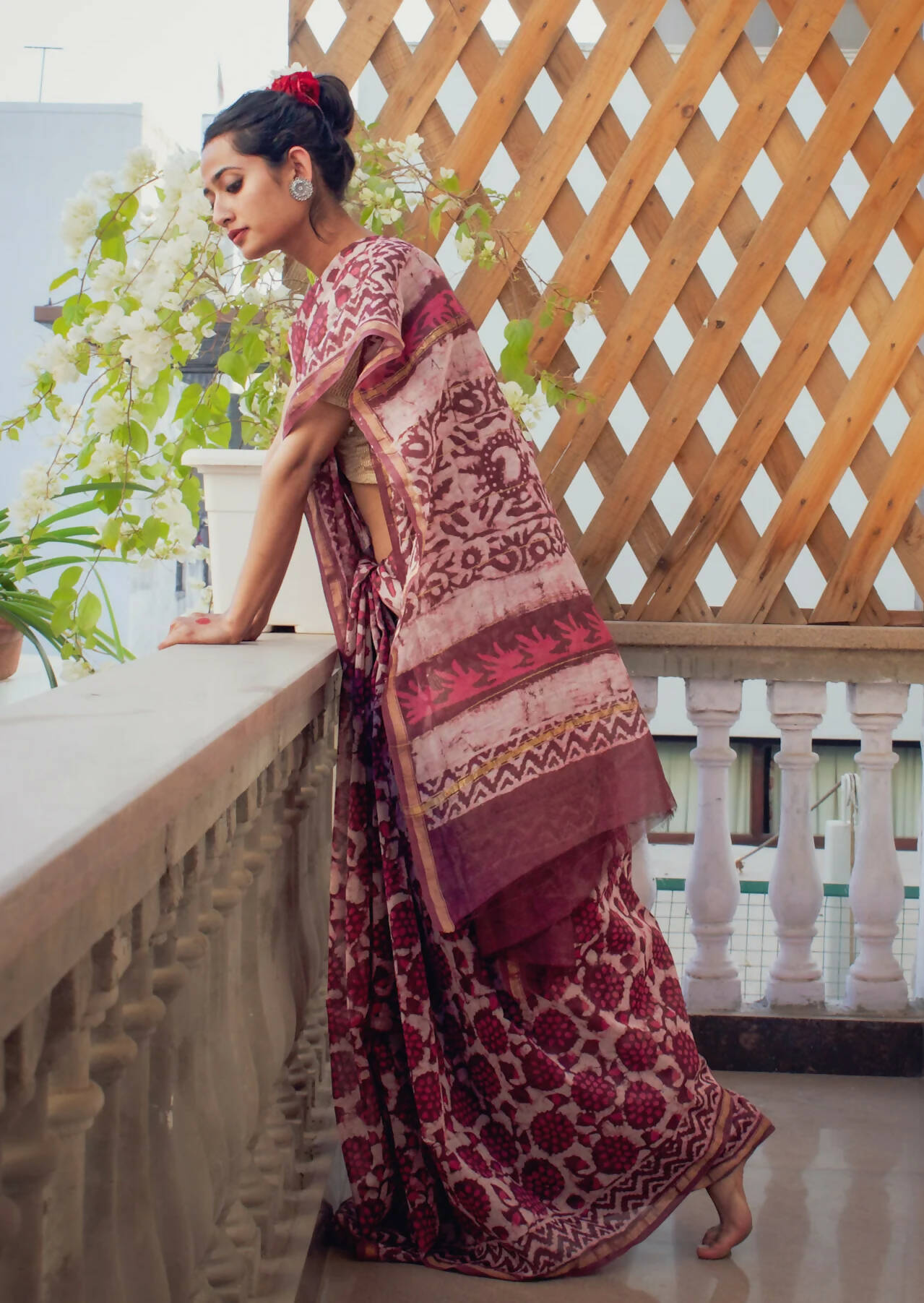 Chharvi - Dabu Hand Block Print Chanderi Silk Saree