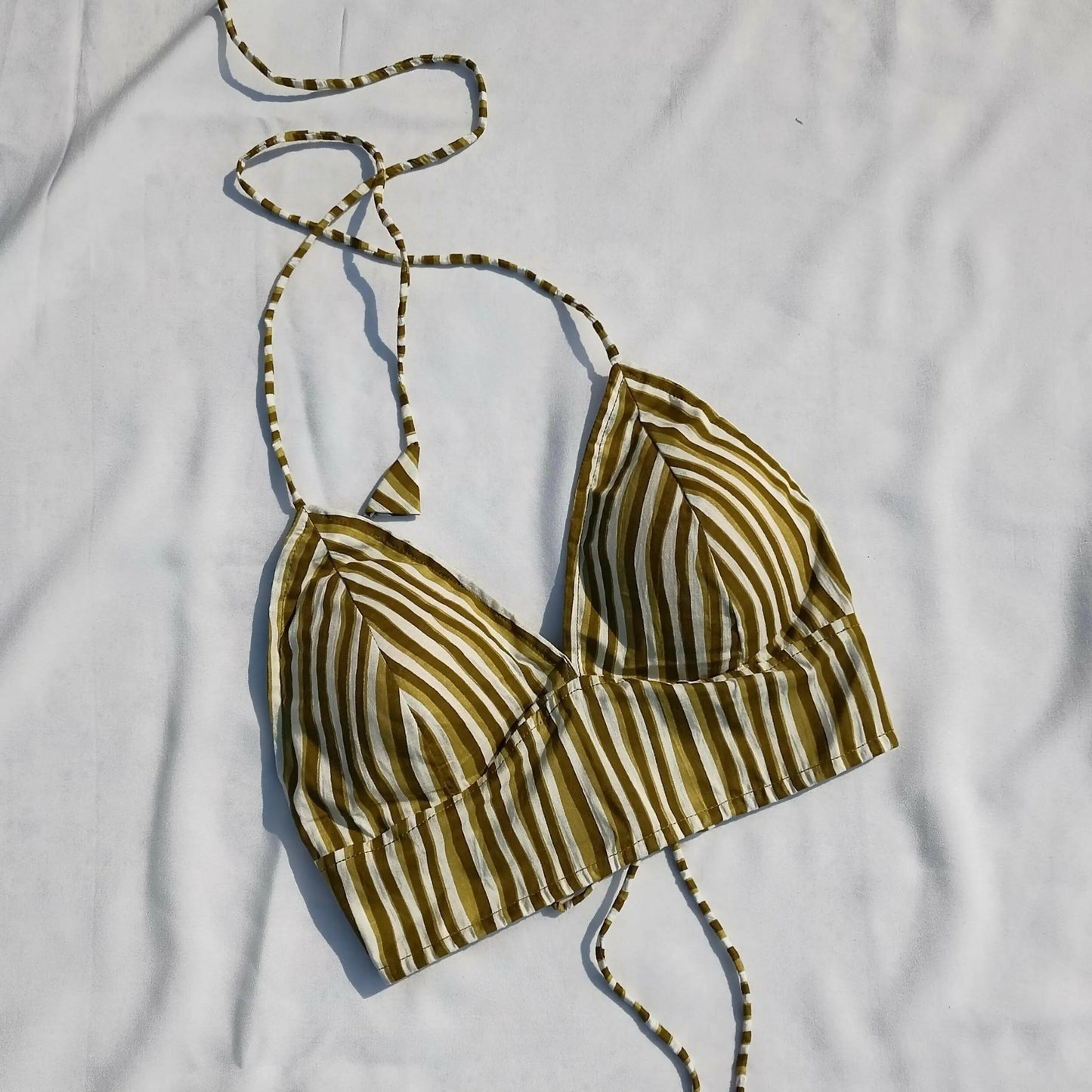 Green Stripe Cotton Bralette