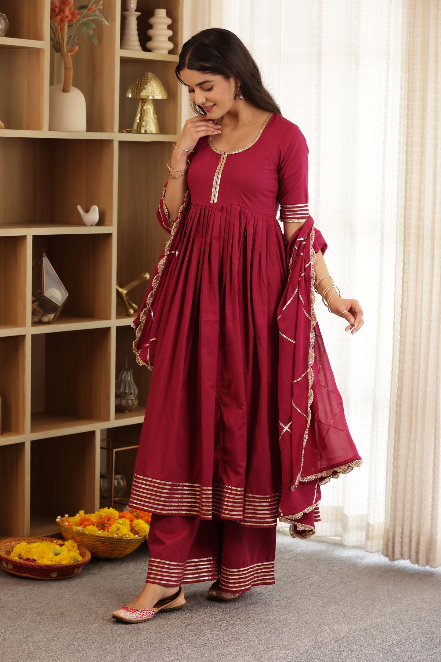 Laila Cotton Kurti Palazzo Suit Set