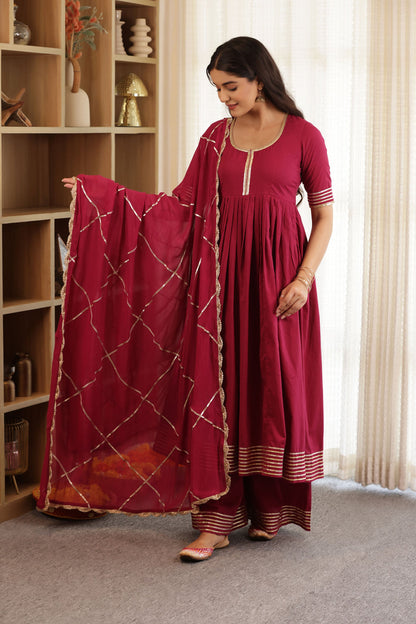 Laila Cotton Kurti Palazzo Suit Set