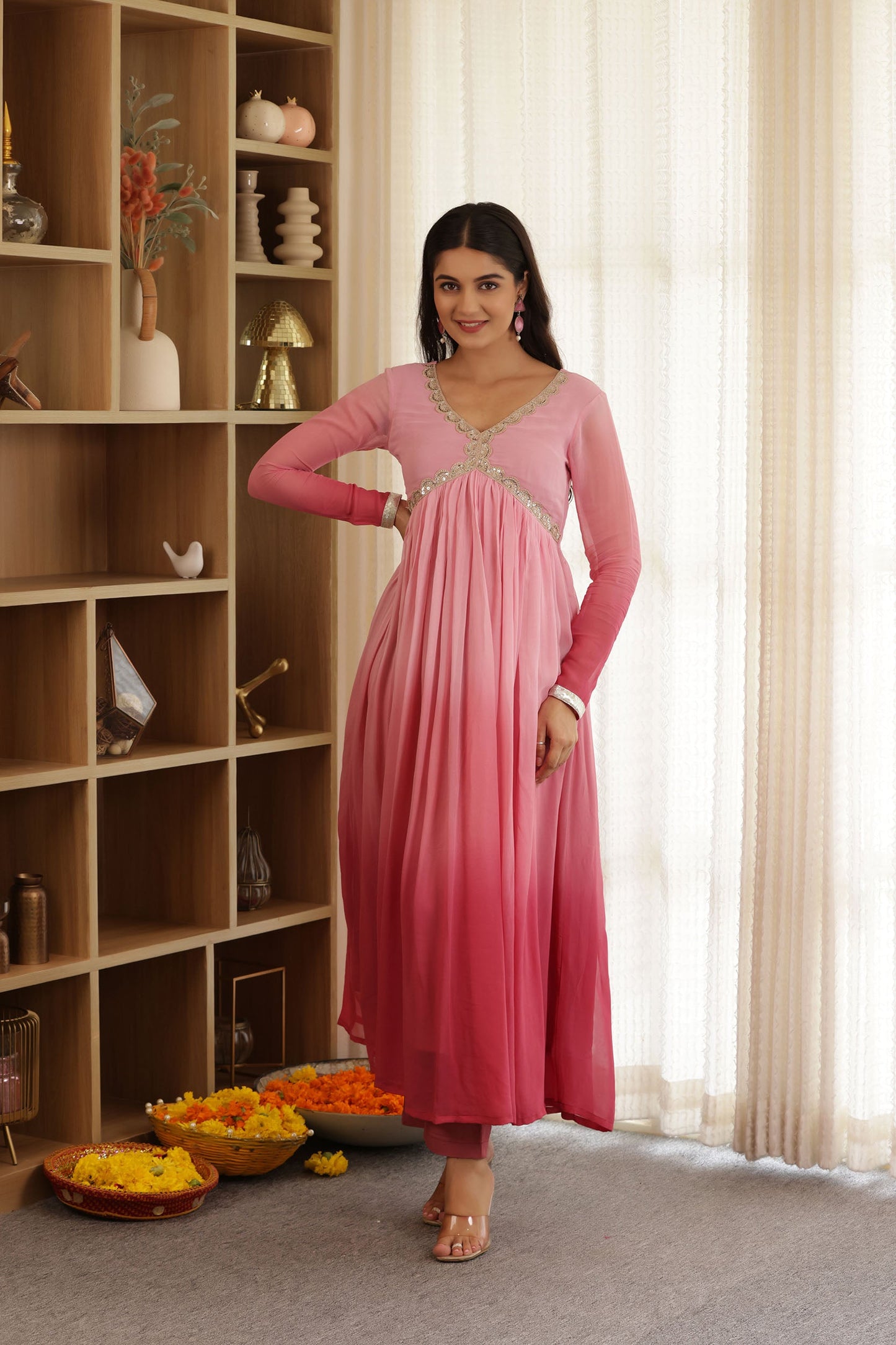 Pink Lady Georgette Suit Set