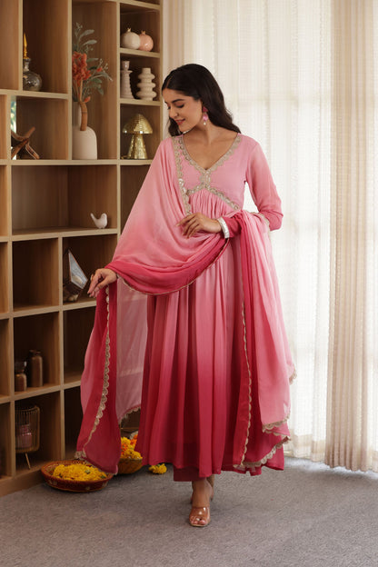 Pink Lady Georgette Suit Set