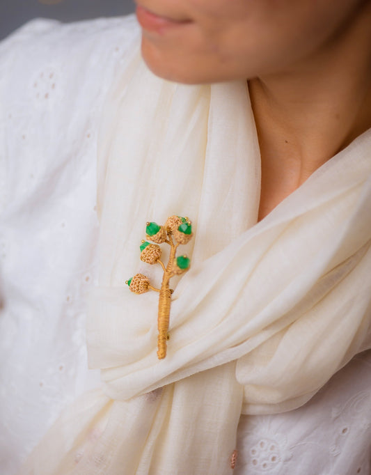 Handcrafted Jade Jewel Brooch