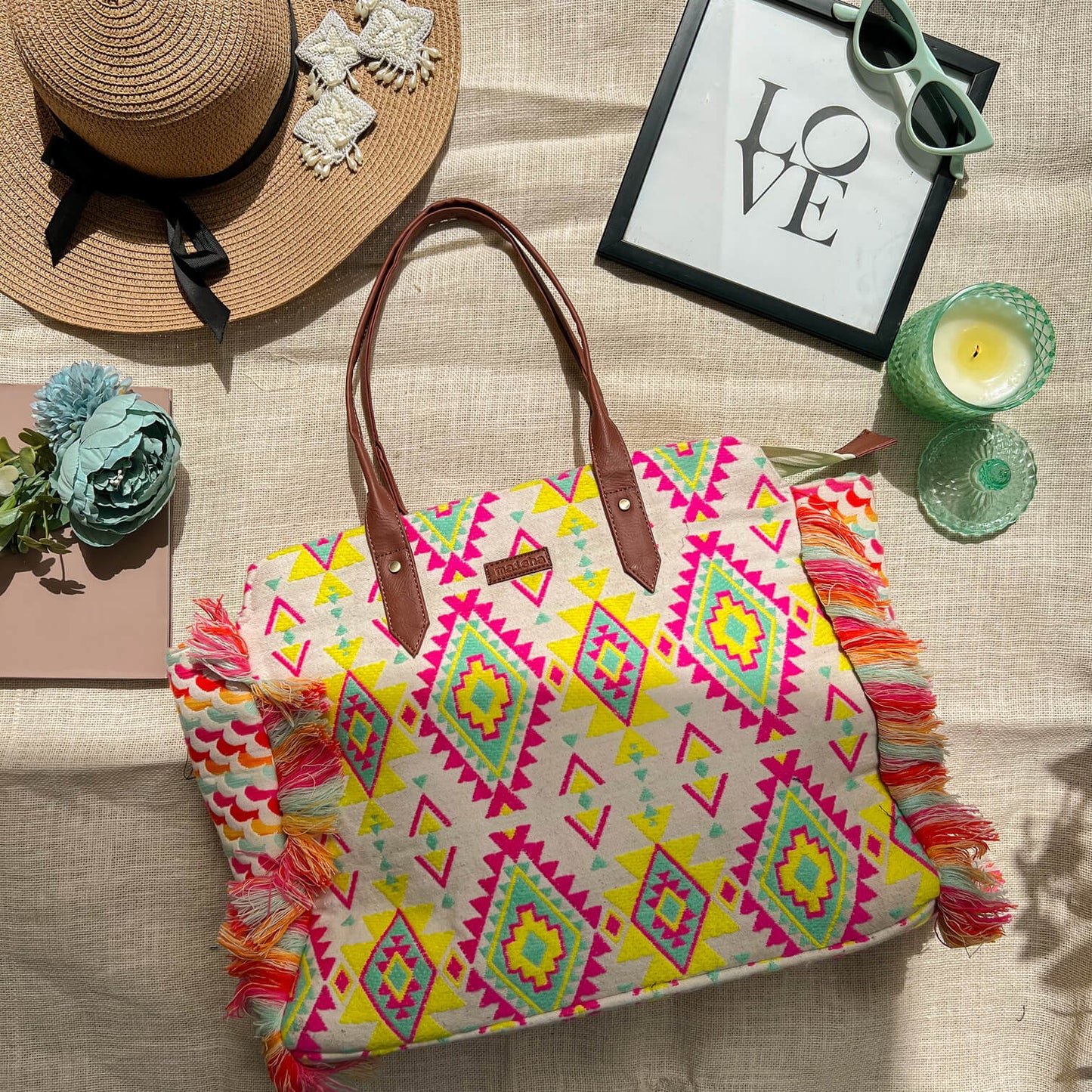 Citrus Burst Ruffle Beach Tote