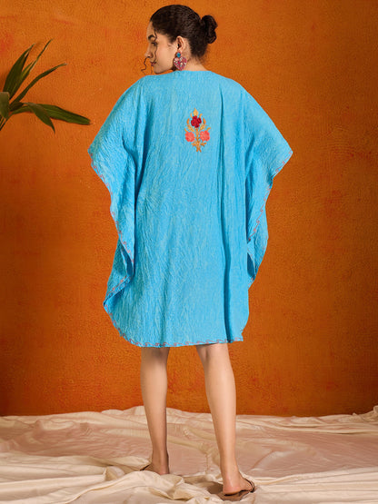 Aqua Blue Kashmiri Kaftan - Short