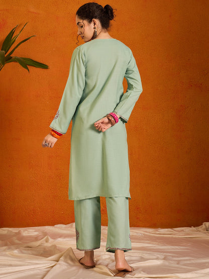 Maisa Kashmiri Green Kurta Co-ord Set