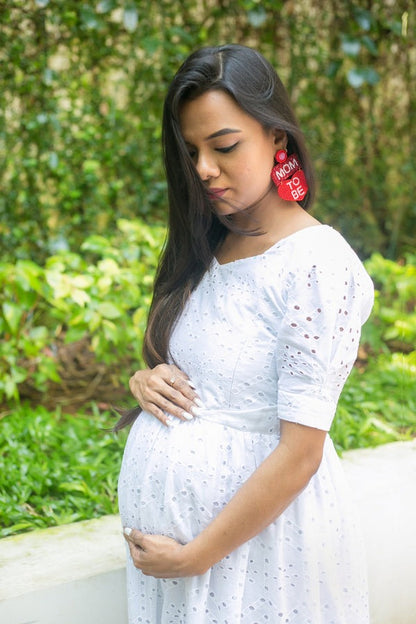 Mom To Be Red Beaded Earrings