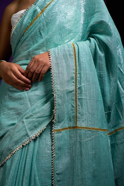 Shimmer Silver Gota Border Saree