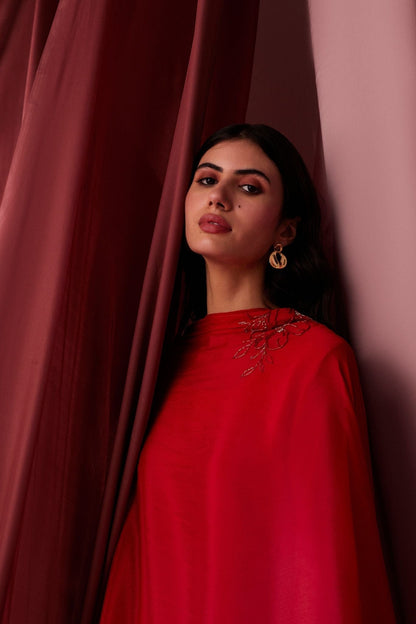 Vanya Red Silk Kurta Set