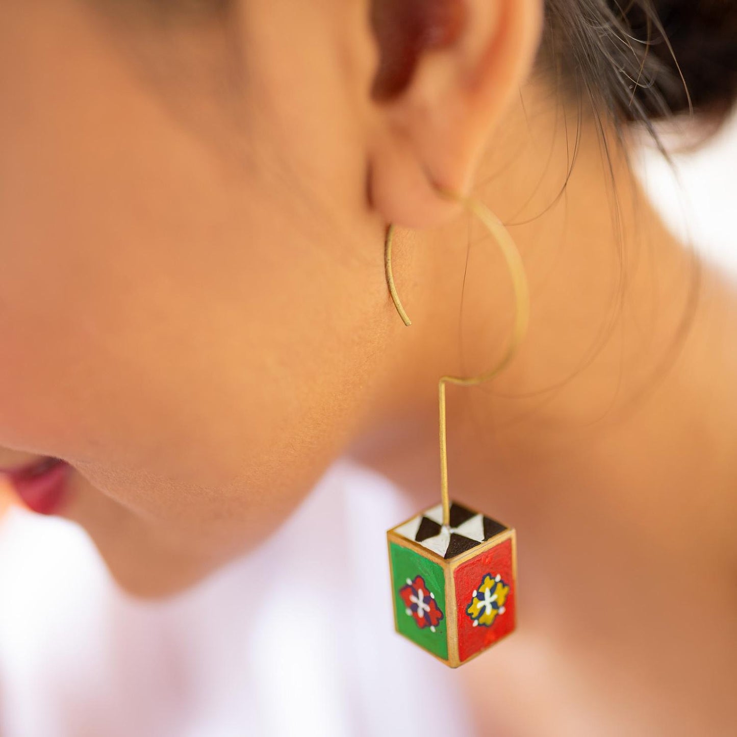 3D Brass Panch Rang Earring