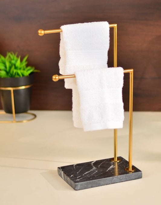 Towel Stand : Stainless Steel & Black Marble