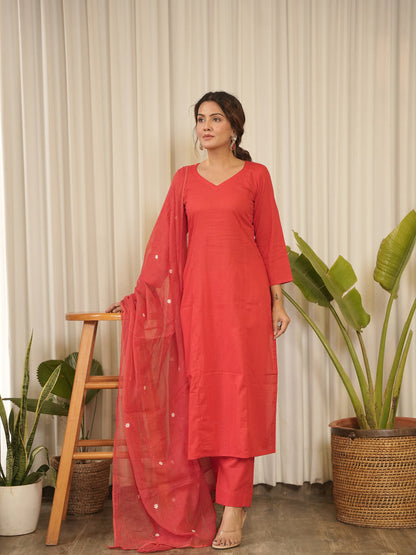 Rabia Embroidered Hand-dyed Cotton Suit Set