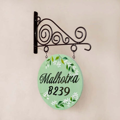 Satin Sage Minimal Handpainted Hanging Nameplate