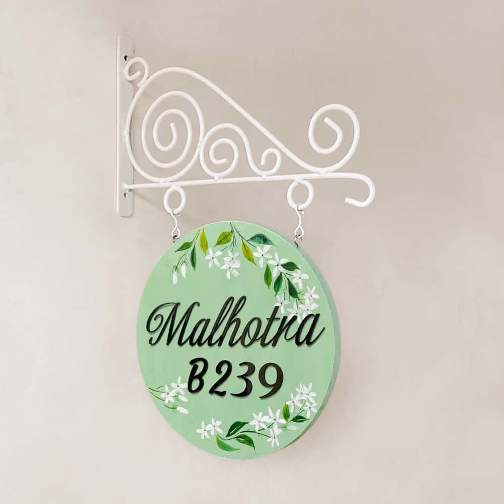 Satin Sage Minimal Handpainted Hanging Nameplate