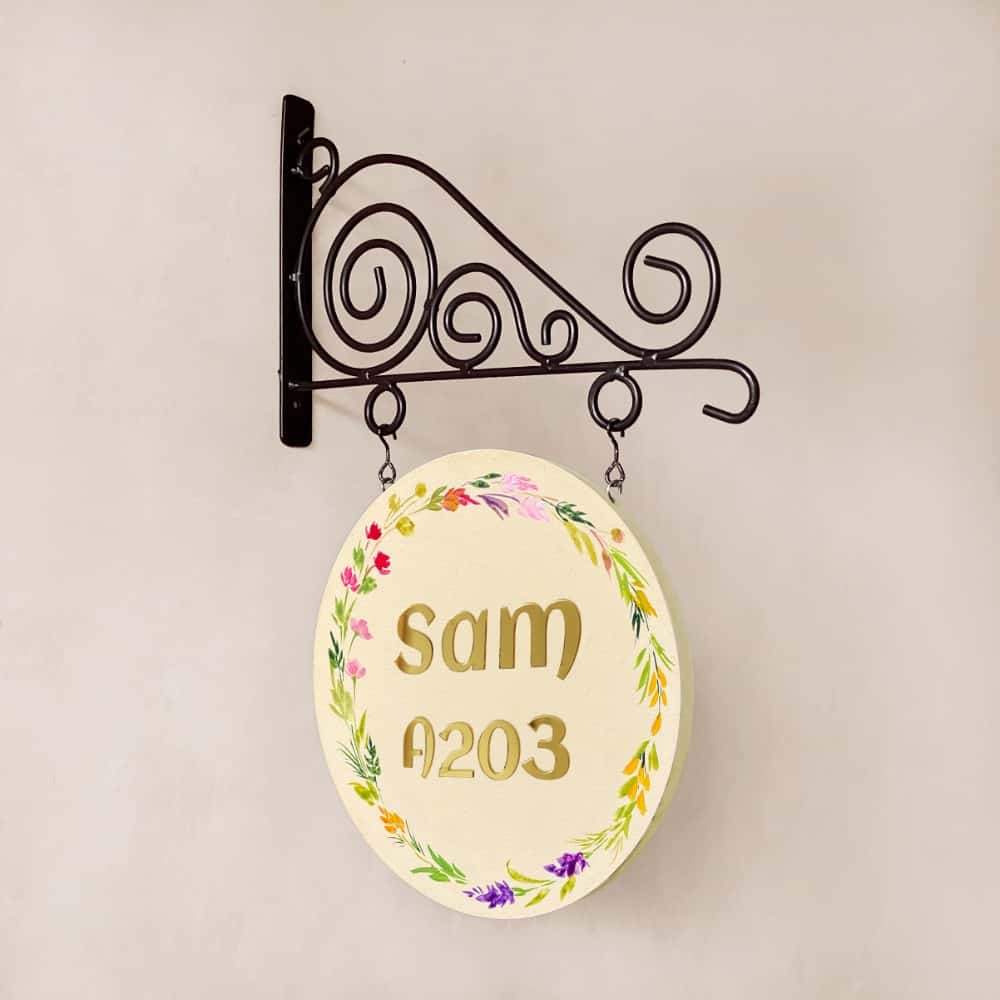 Ivory Aura Minimal Handpainted Hanging Nameplate