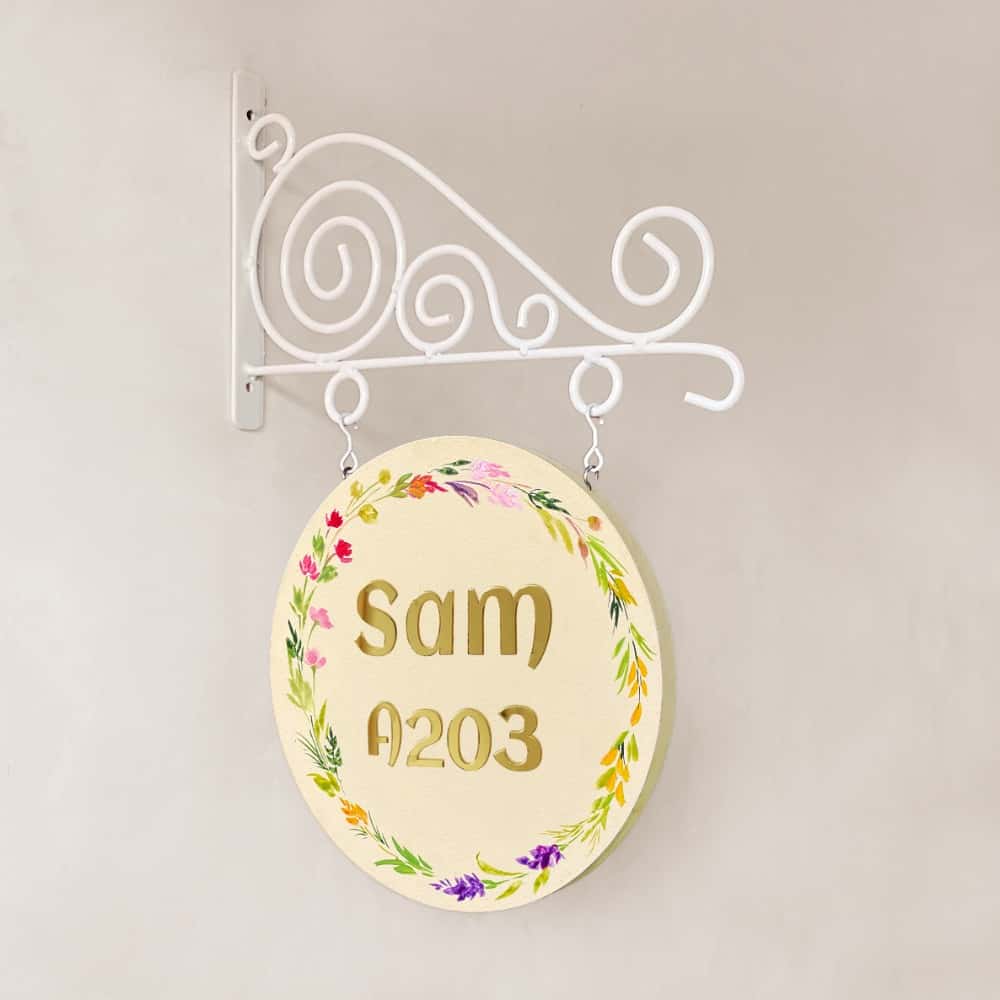 Ivory Aura Minimal Handpainted Hanging Nameplate