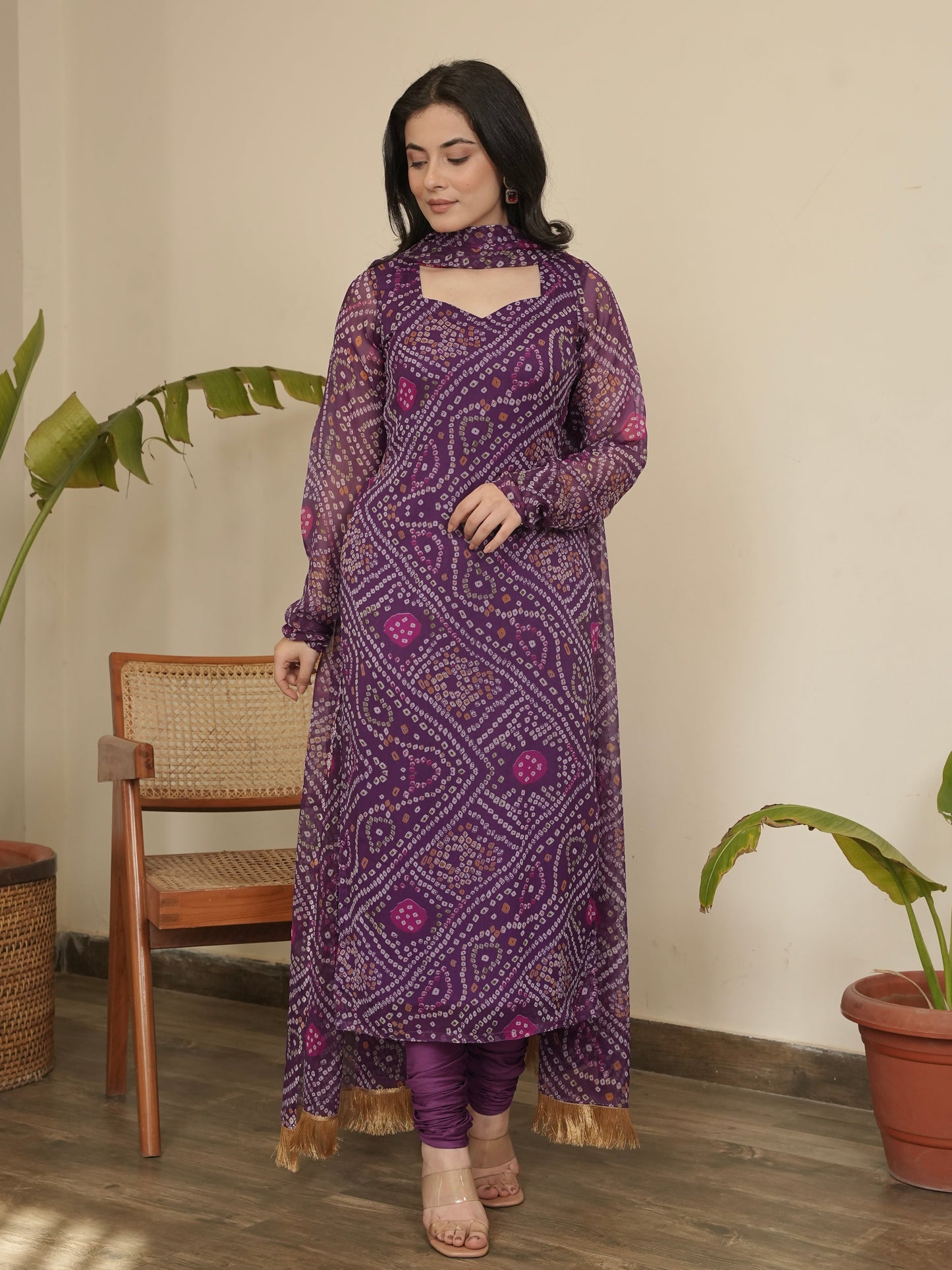 Kia Bandhani Chiffon Kurta Set