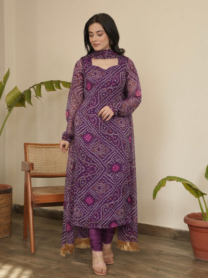 Kia Bandhani Chiffon Kurta Set