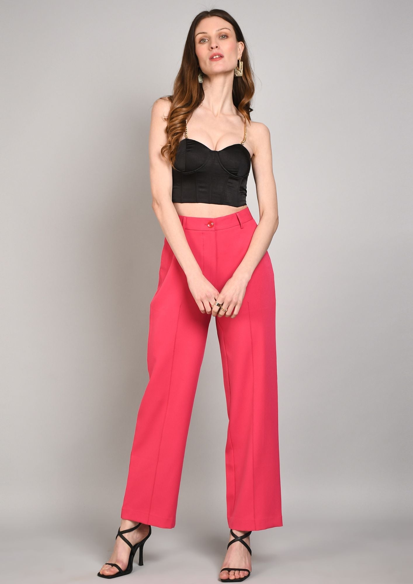 High Waist Straight Trousers