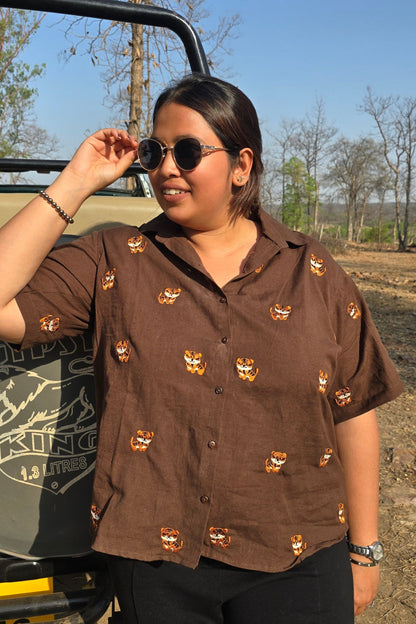 Safari Tiger - Embroidered Cotton Shirt