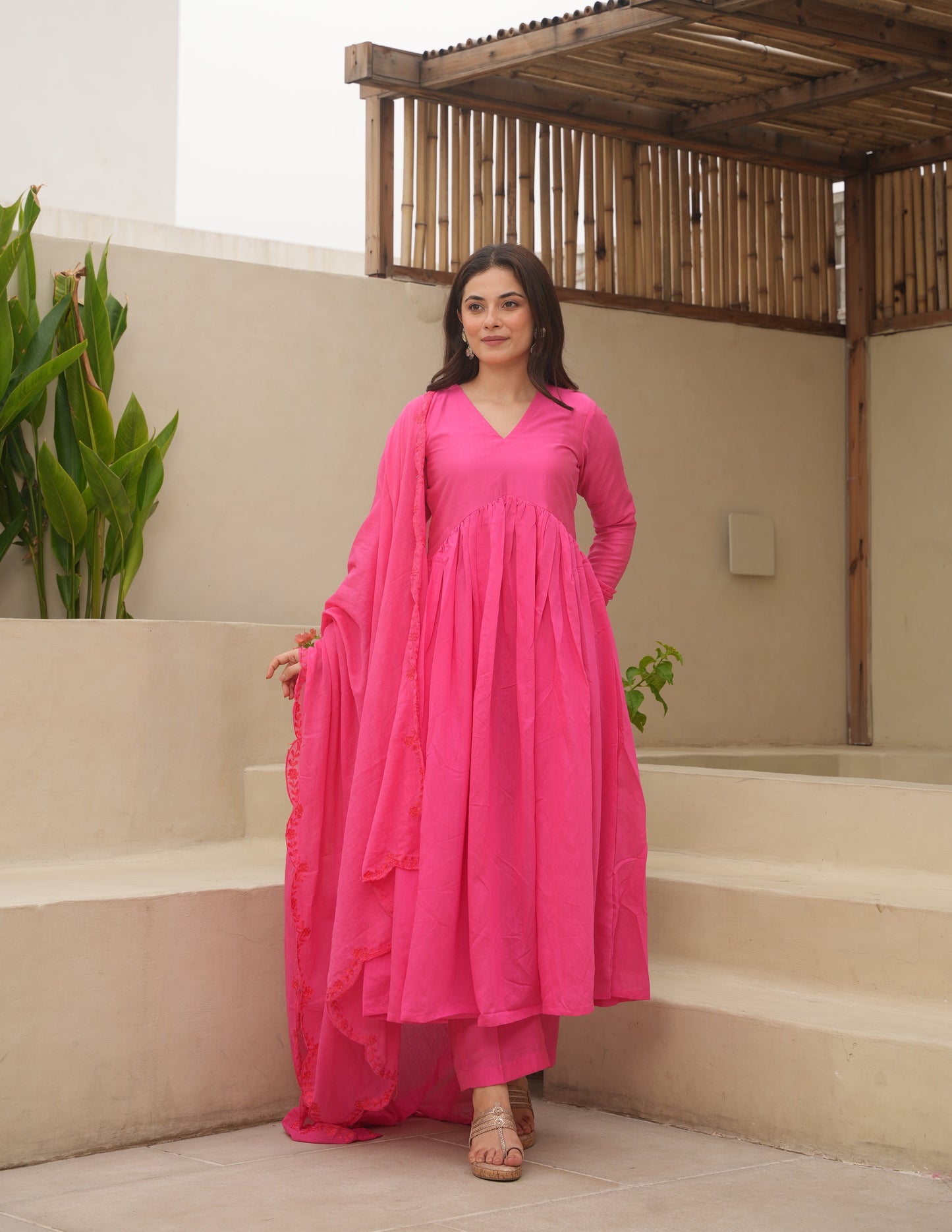 Venesa Chanderi Aari Embriodered Anarkali Set