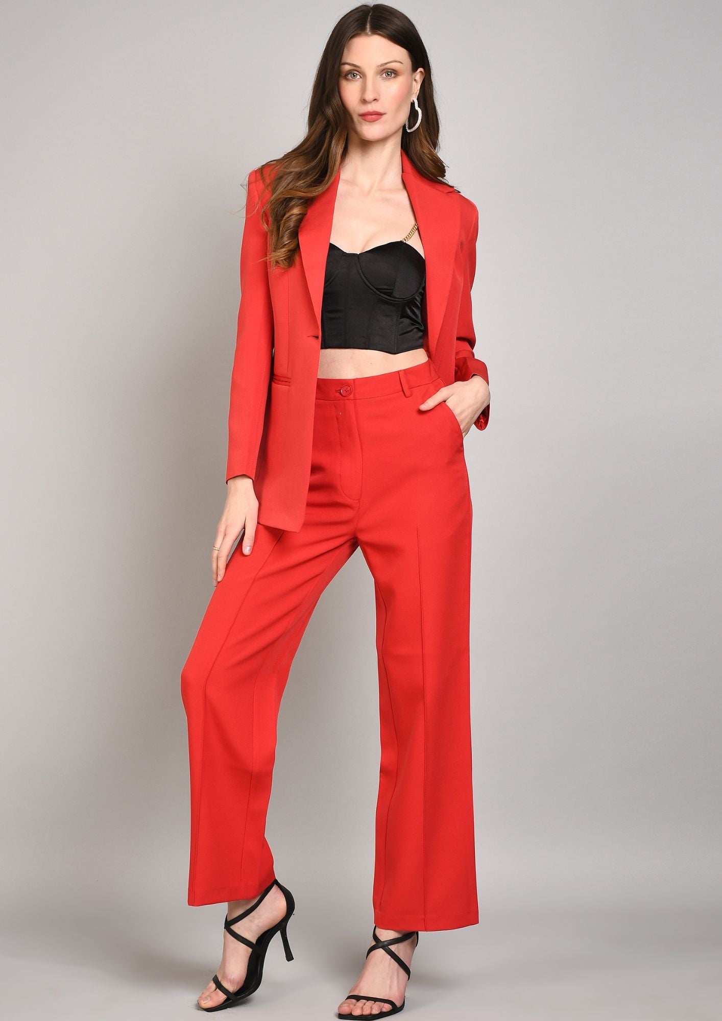 High Waist Straight Trousers