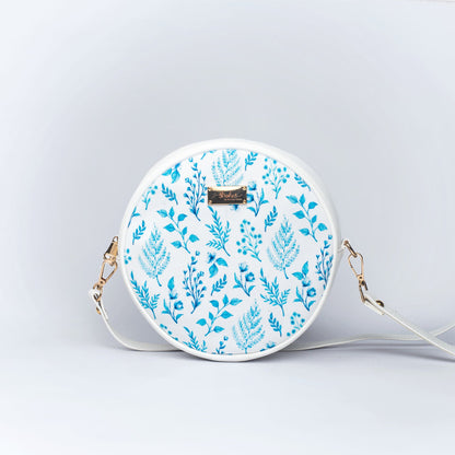 Azure Blooms White Orbit Sling bag