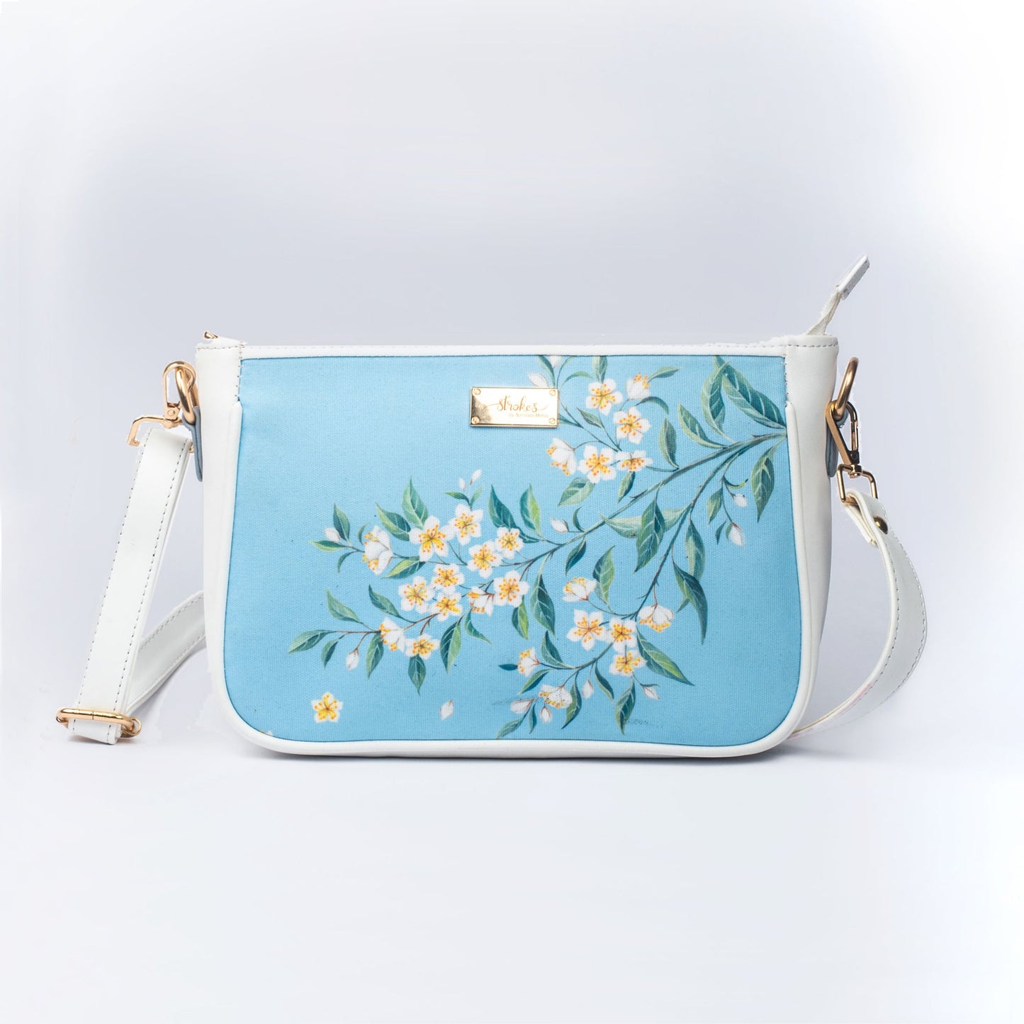 Periwinkle Blue and White Sling bag