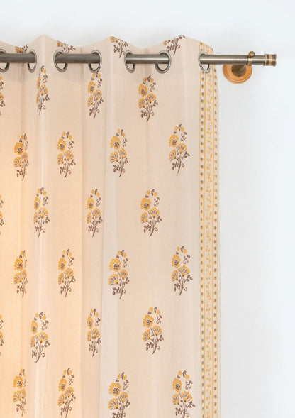 Room Darkening - Indus Amber Cotton Curtain