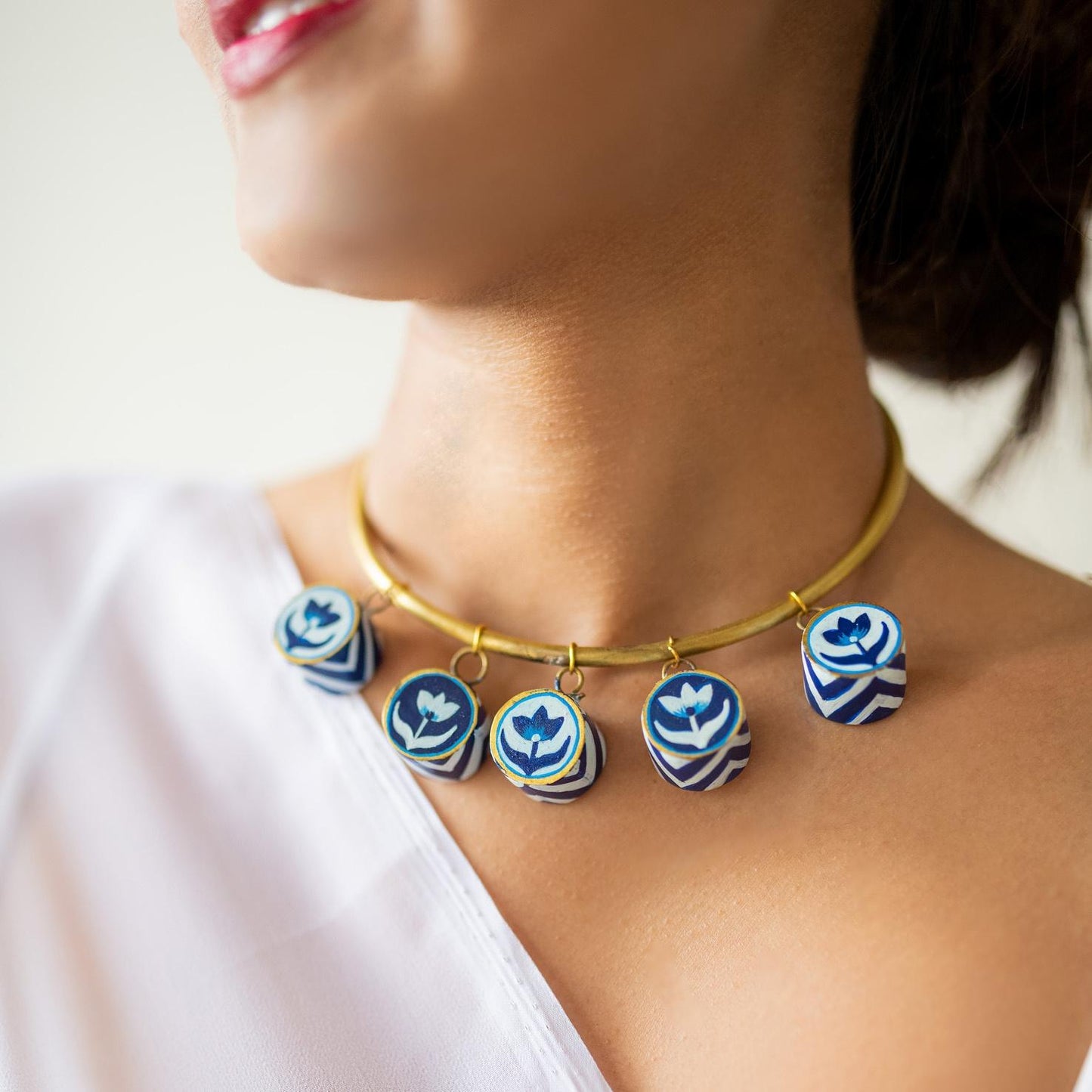 3D Indigo Brass Necklace