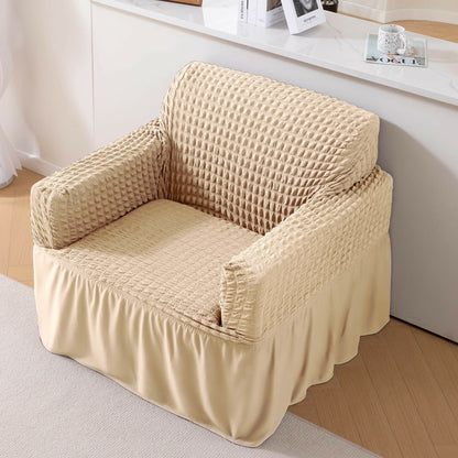 Stretchable Turkish Sofa Cover with Bubble Fabric & Frill