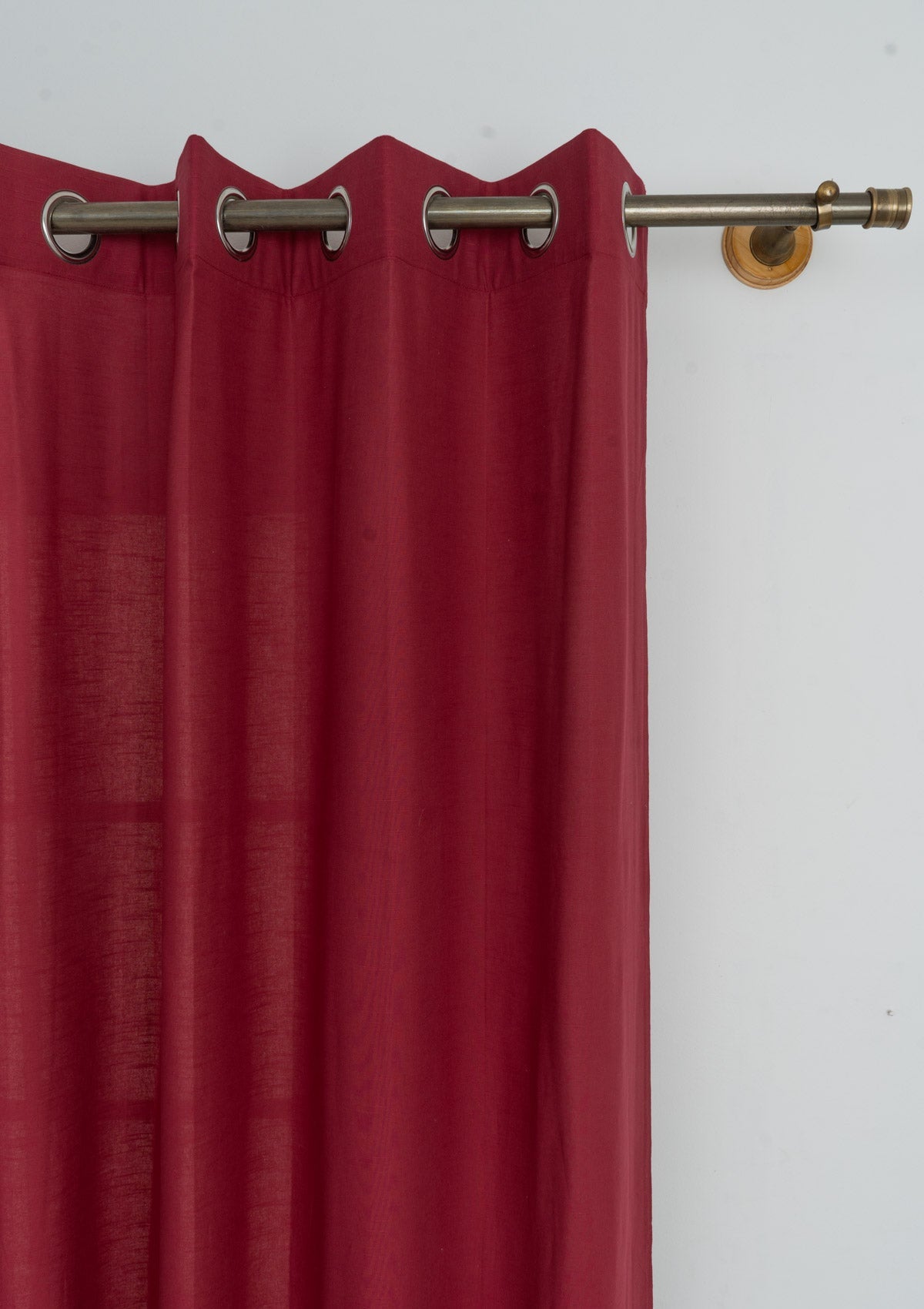 Room Darkening - Wine Red Pure Cotton Plain Curtain