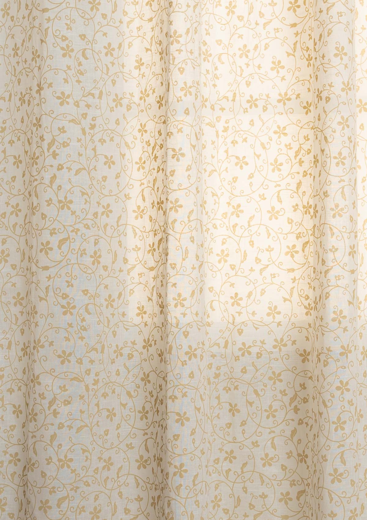 Light Filtering - Sandalwood Floral Ivory Cotton Sheer Curtain